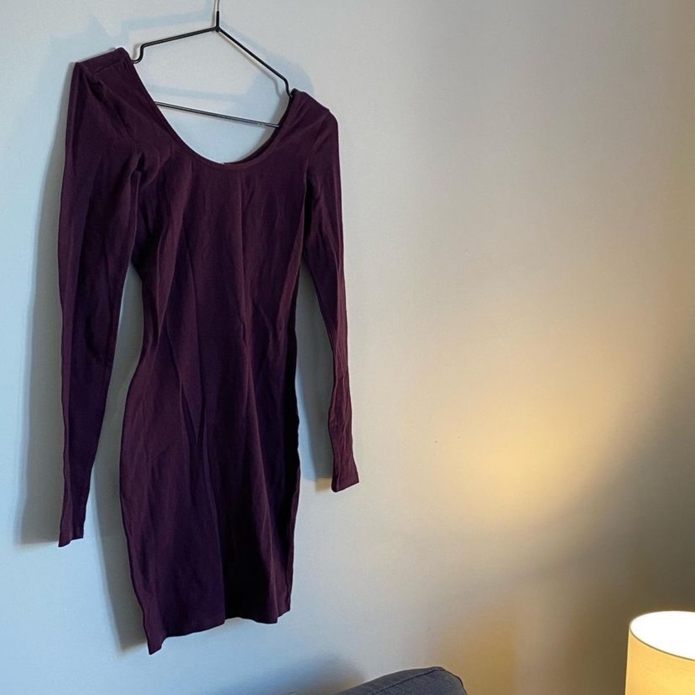 Purple body con long-sleeve dress